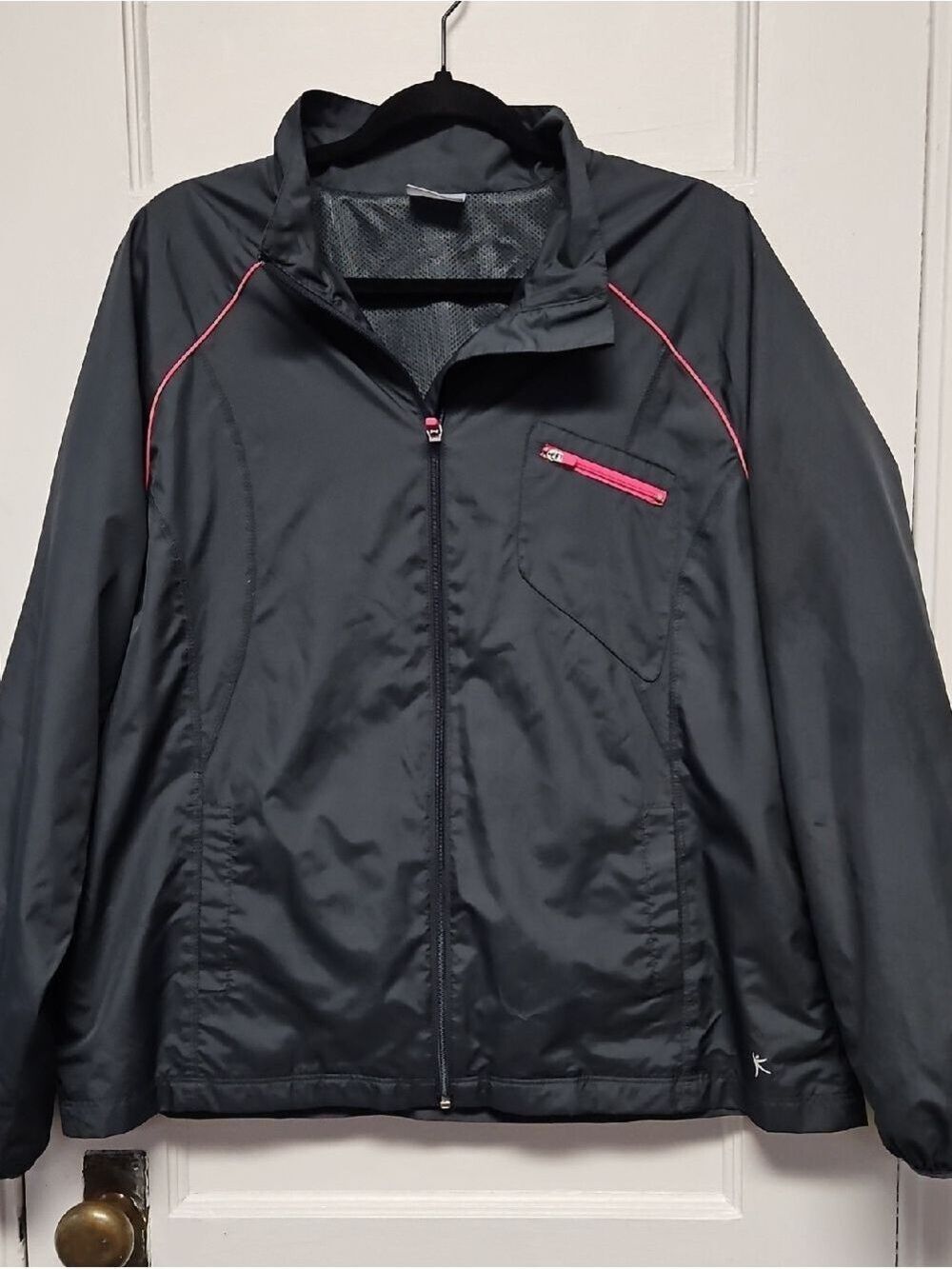 Danskin Now Black Windbreaker with Pink Accents